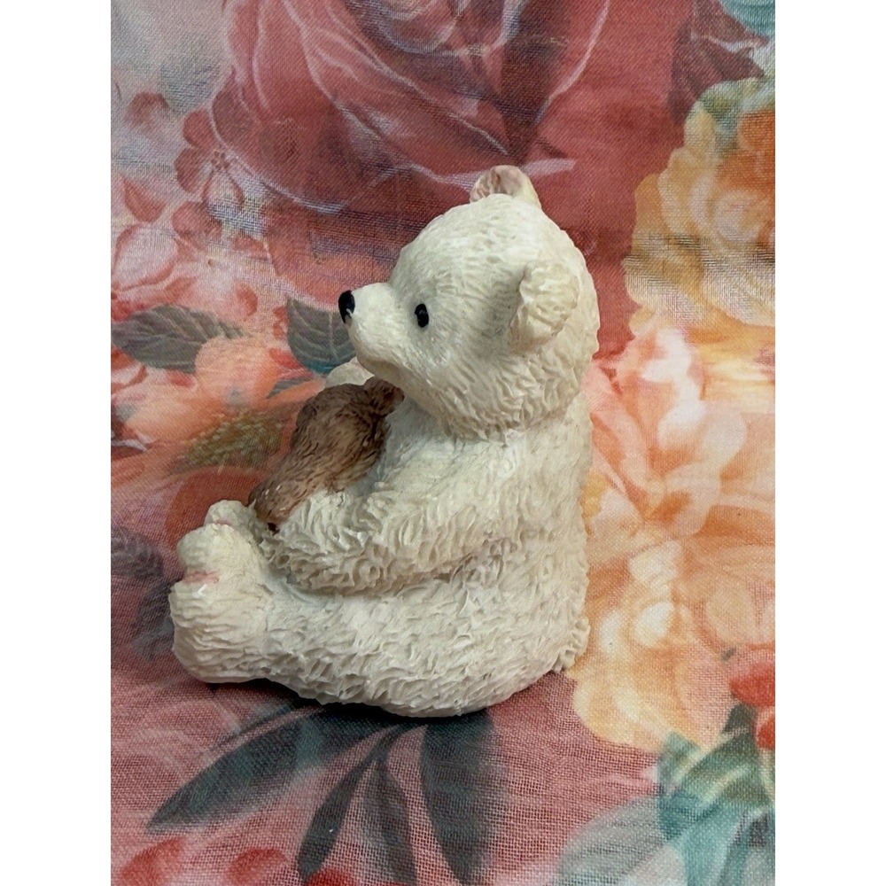 Vintage Ceramic Teddy Bear Figurine Holding Rabbit Mini Animal‎ 2.5" - Picture 2 of 5